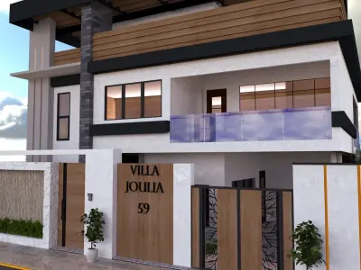 villa modern two story house 3D model