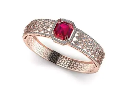 Luxury Ruby Bracelet with Sparkling Diamonds 3D print model