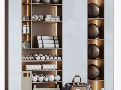 A Rack with gym equipment 03 3D model