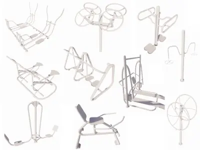 Realistic Outdoor Gym set-Outdoor Fitness Collection 3D model