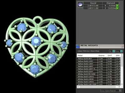 light weight yellow gold  diamond pendent -DOC-P8106 3D print model