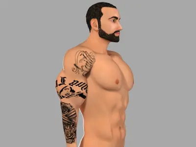 Muscular Gangster Rigged Character Low-poly 3D model