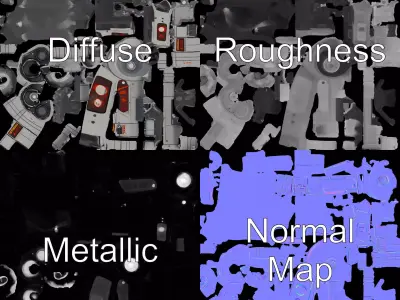 Futuristic Silver Blaster model pack Low-poly 3D model