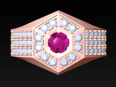 Diamond Rings - Mens Ring - N3701 3D print model