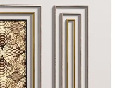 Panel door with gold and panels 3D model