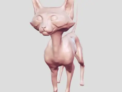 cat bald 3D print model