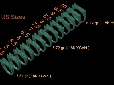 alphabet jewelry ring diamond letter W 3D print model