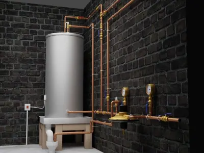 Plumbing Hot Water Heater Engineering 3D model