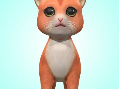 Cartoon Cute Cat Low-poly 3D model