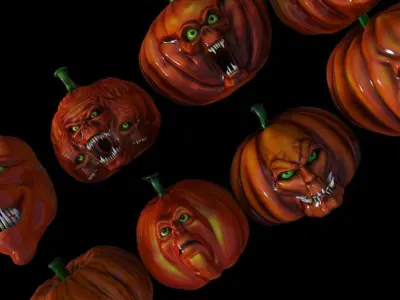 Pumpkins collection halloween decoration Low-poly 3D model
