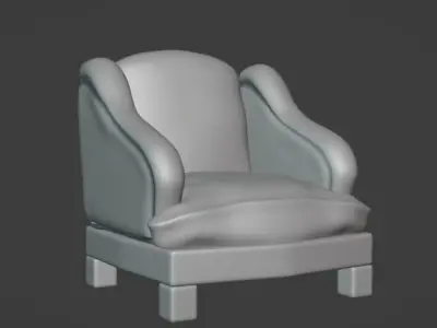 Seat 19th century  Low-poly 3D model