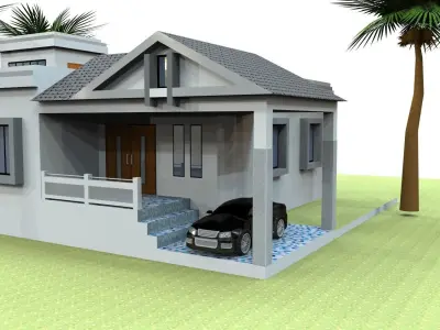 latest house design 2 bhk 3D model