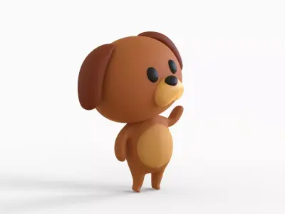 Little Funny Dog Animated Low-poly 3D model