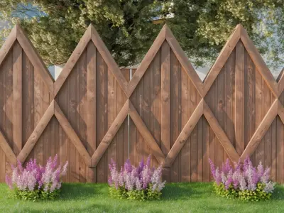 Modular Fence Pack Low-poly 3D model