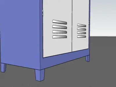 METAL CABINET-DOUBLE LONG-BLUE AND WHITE Low-poly 3D model