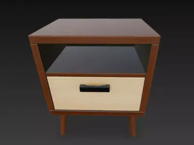 Wooden Bedside Table Low-poly 3D model