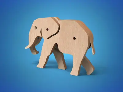 Wooden Animal Toy  Elephant 3D model
