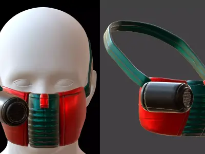 Gas mask helmet 3d model scifi Low-poly  Low-poly 3D model 86