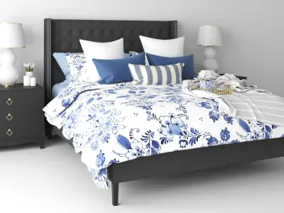 Bedroom A - Modern Comfort Blue Low-poly 3D model