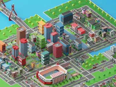 Low Poly City Pack 01 Collection Free low-poly 3D model