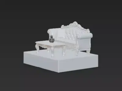 Luxury Sofa with Table on Podium 3D Interior 3D print model