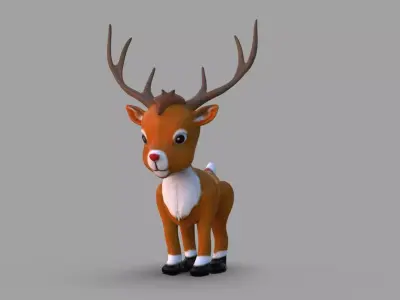 Cute Reindeer Low-poly 3D model