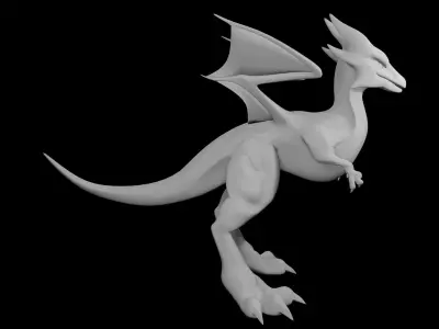 Mini Fire Dragon Low-poly 3D model