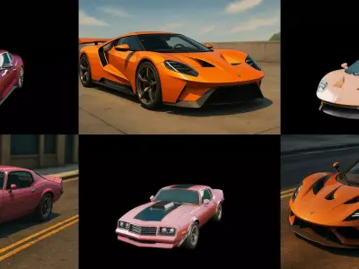 Sport Car bundle 21 pack 68 glb 3D model