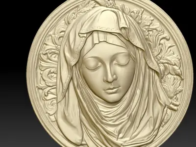 Virgin Mary Bas Relief Classic Style 3D print model