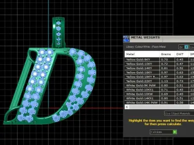LUXURY ALPHABET D PENDANT 3D PRINTABLE MODEL 3D print model