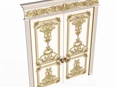 Carved Door Classic 0801 White Low-poly 3D model