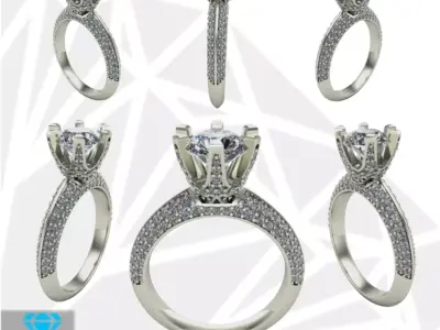 solitaire ring full diamonds 3D print model