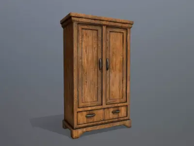 Cabinet 6 wooden wardrobe Low-poly 3D model