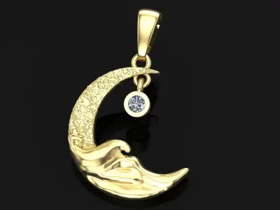 Moon pendant 3D model 3D print model