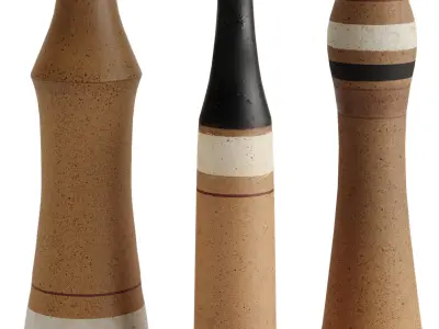 Bruno Gambone Set of 3 Bottles Ceramic Vases 3D model