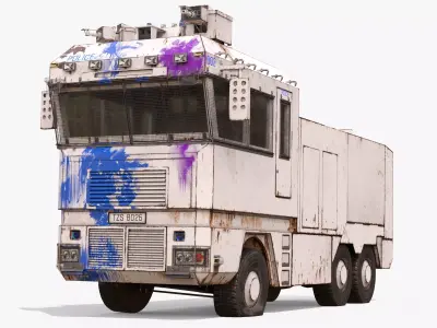 Police Car Water Cannon Hight Poly Low-poly 3D model