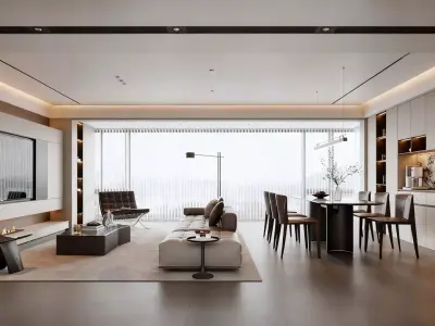 Modern Light Luxury Living Room 3D model