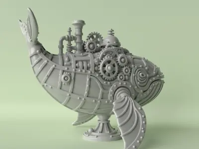 Steamwhale Steampunk Whale Sculpture 3D print model