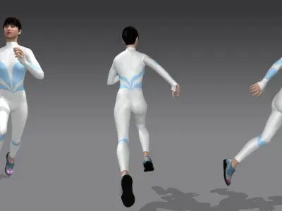 Sporty girl Low-poly 3D model