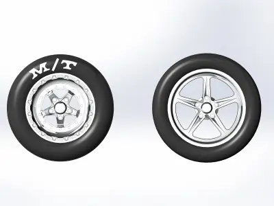 Wheels Keizer Verbrand for scale model of dragster 3D print model