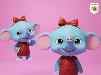 Cartoon Elephant 3d Model Rigged 3D model