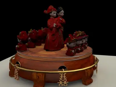 Chinese wedding dolls 3D model