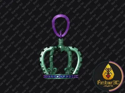 Regal Majesty Gem Inlaid Crown Pendant Design 3D print model