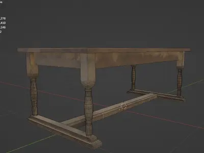 Table wooden Low-poly 3D model