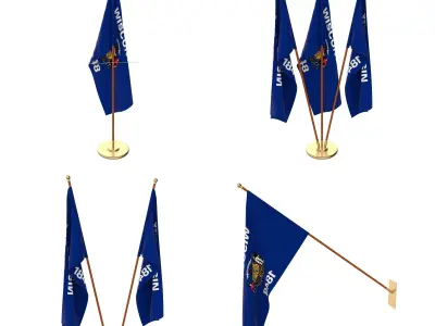 Wisconsin Flag Pack 3D model
