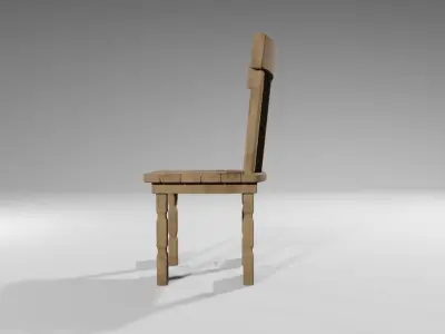 Classic Wooden Chair - Cadeira de Madeira Low-poly 3D model