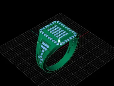 Print Ready STL 3DM  Gents Rings Diamond Men Ring  3D print model 46