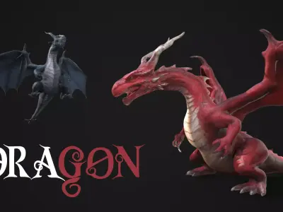 Low Poly Dragon Model - Multiple Texture Variants and Formats Low-poly 3D model