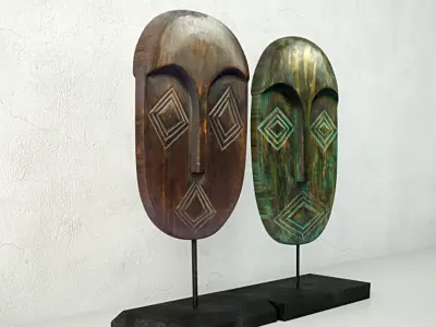 Albesia Wood Mask Decoration 3D model
