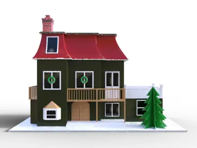 Putz House Christmas Low-poly 3D model